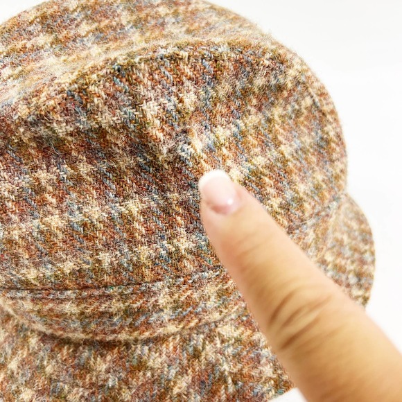 Vintage womens brown plaid wool walking hat Afonwen Woollen Mill - Picture 7 of 8